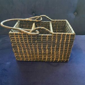 Brown and tan wicker basket